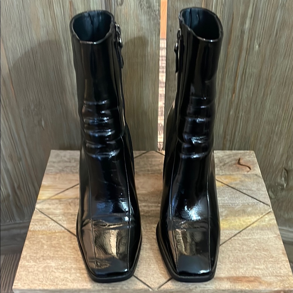 Raid Black Patent Leather Half-Calf Women's Boots